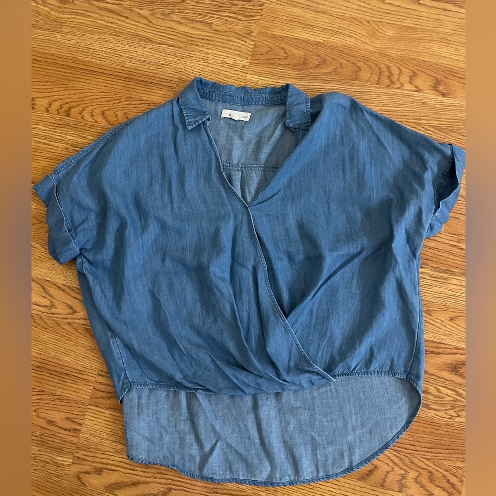 Lou & Grey faux tucked chambray shirt